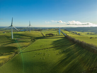 4K Aerial Photo of Royd Moor Wind Farm, Thurlstone, Sheffield, South Yorkshire, England, UK, Dec...