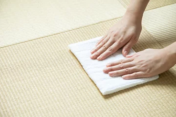 Poster 畳　雑巾がけ　畳掃除　大掃除　女性の手　日本  © shironagasukujira