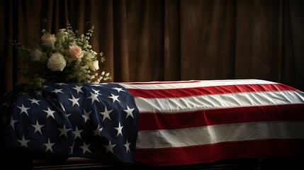 Casket Draped With An American Flag