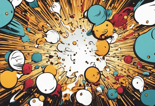 Comic cartoon explosions, empty whute speech bubles. stock illustrationComic Book, Cartoon, Humor, Exploding, Bubble