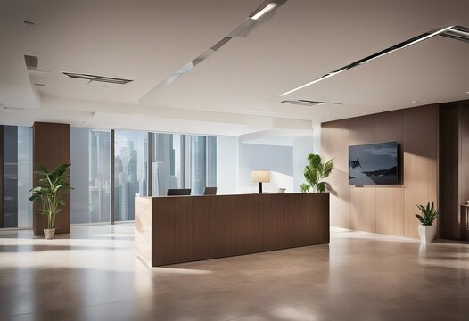 Interior office business reception desk stock photoOffice, Backgrounds, Open Plan, Sparse, Surrounding Wall