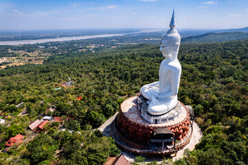 Aerial view of Wat Roi Phra Phutthabat Phu Manorom, Mukdahan, Thailand