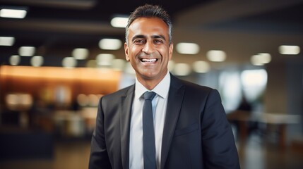 Fototapeta premium Smiling mature Latin or Indian businessman.,