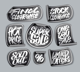 Final clearance, super sale, hot price, sold out, limited offer - stickers set