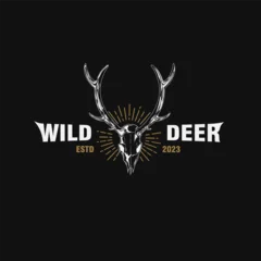 Fotobehang skull deer vintage logo design vector template illustration © Muhammad