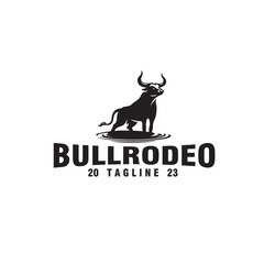 standing bull silhouette logo design vector template