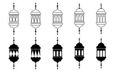 Ramadan Kareem. Islamic lamps a set of vector illustrations.