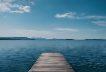 Calm and deep blue lake stock photoWater, Sea, Backgrounds, Lake, Horizon