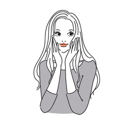 ロングヘアの大人っぽい女性上半身