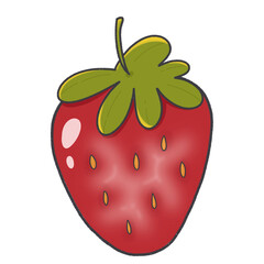 Cartoon clip art fruit strawberry with leaves PNG