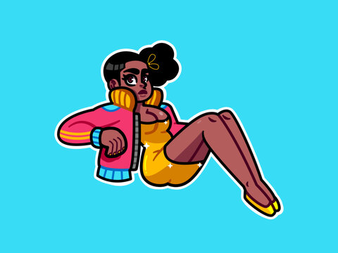 Black Girl in a Dress also wearing a Jacket.