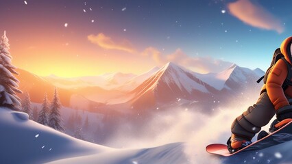 cartoon snow boarding cinematic wallpaper