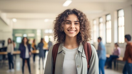 Young latin student woman smiling