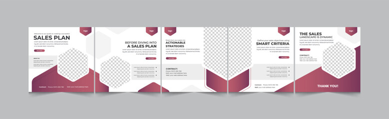 Marketing tips and tricks social media carousel, sales plan instagram carousel design template, Social media carousel post template, set of instagram carousel for marketing sales strategy tips and tri © thedesignsource