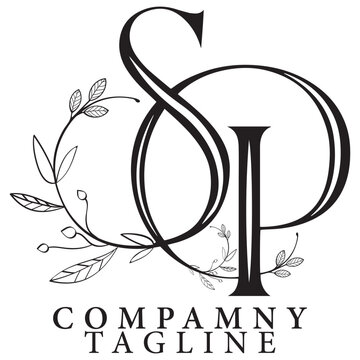 SP Logo, Botanical SP Monogram, Initials SP elegant design .