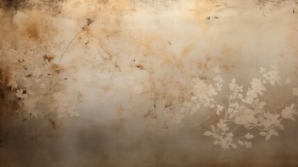 Fototapeta na wymiar wall art features ethereal floral designs with a translucent quality against a textured backdrop with a neutral patina. Its delicate and graceful presence provides a serene and airy aesthetic,