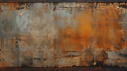 textured canvas of weathered rust and orange patina tells a visual story of urban decay. The...