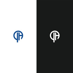 PA P A letter logo design. Initial letter PA linked circle uppercase monogram logo white color. PA logo, P A design. PA, P A