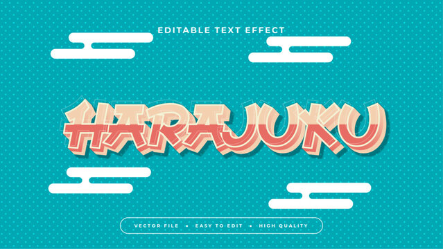 Peach green and red harajuku 3d editable text effect - font style. Japan japanese text effect