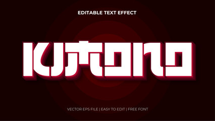 White and red violet kimono 3d editable text effect - font style. Japan japanese text effect