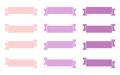 Set of modern simple banner ribbons. Decorative flag, tape for text, price tag, sale label, printable, planner, scrapbook, stickers, weekly days label.