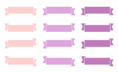 Set of modern simple banner ribbons. Decorative flag, tape for text, price tag, sale label, printable, planner, scrapbook, stickers, weekly days label.