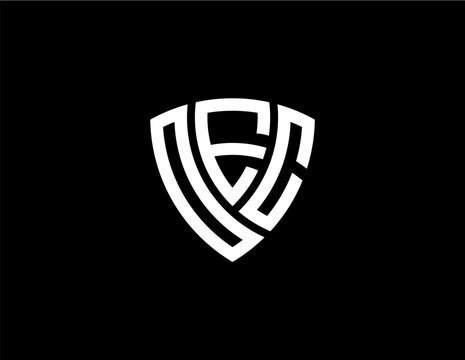 OEC creative letter shield logo design vector icon illustration