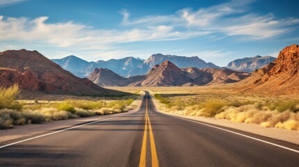 Road Winding along empty roads through a barren desert landscape.