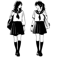 High School Female Student Walking.