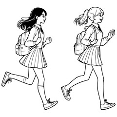 High School Female Student Running.