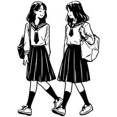 High School Female Student Walking.