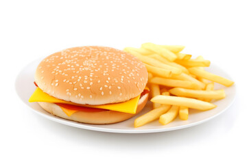 Fast food burger and fries. Neural network AI generated art