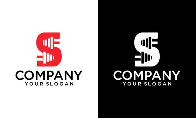 Creative s letter logo design vector. s letter icon. gym s letter logo. Sports vector logo monogram of the letter S and barbell