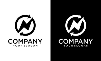 Creative circle arrow initial letter N logo circle vector designs. Modern Elegant Letter N Logo Design and template.