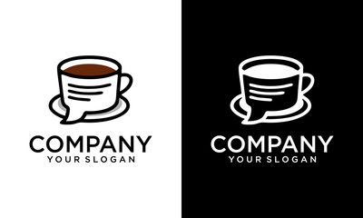 Creative Coffee Chat Talk Bubble Cup Cafe Social Message Logo Vector Icon Illustration