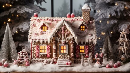 Miniature House, Snowy Winter Christmas
