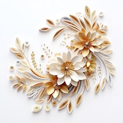 Flower made of paper, white background