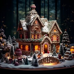 Miniature House, Snowy Winter Christmas