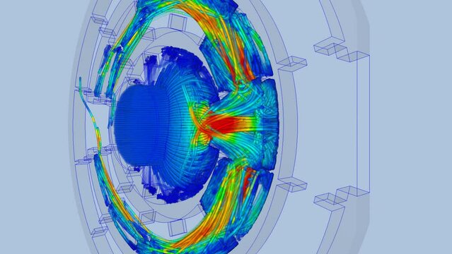 CFD simulation Computational fluid dynamics - Turning compas airflow simulation