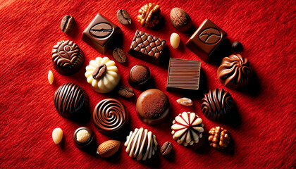 赤い布の上のチョコレート_003