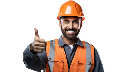 Happy smart engineer man smiling isolated without background.