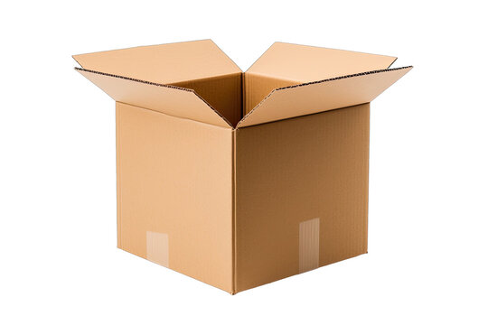 open cardboard box on transparant background