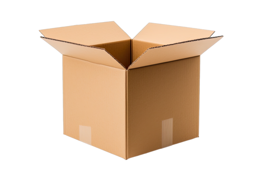 open cardboard box on transparant background