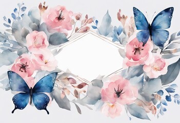 blue and pink branches leaves abstract stains Backgrounds Pattern Painting Butterfly Insect
