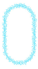 A design element in 3D illustration, featuring an oval shape frame or ellipse shape, presented in a glowing hologram molecule stylized form and isolated on a transparent background in PNG