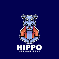 Hippo mascot design logo template 