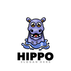 Hippo playful funny mascot illustration 