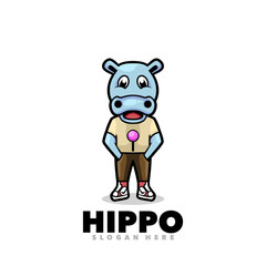 Hippo mascot cartoon logo design