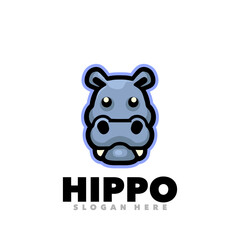 Hippo head mascot logo design