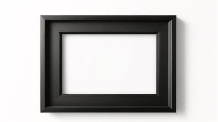 Lienzo en blanco vacío con marco decorativo negro sobre una maqueta de fondo blanco	